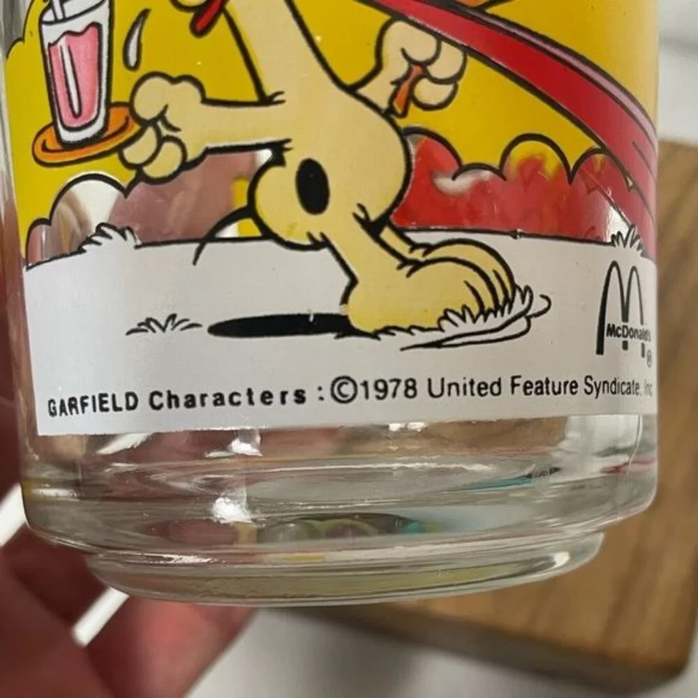 Vintage McDonalds Garfield & Friends Glass Mug 1978 By Anchor Hocking